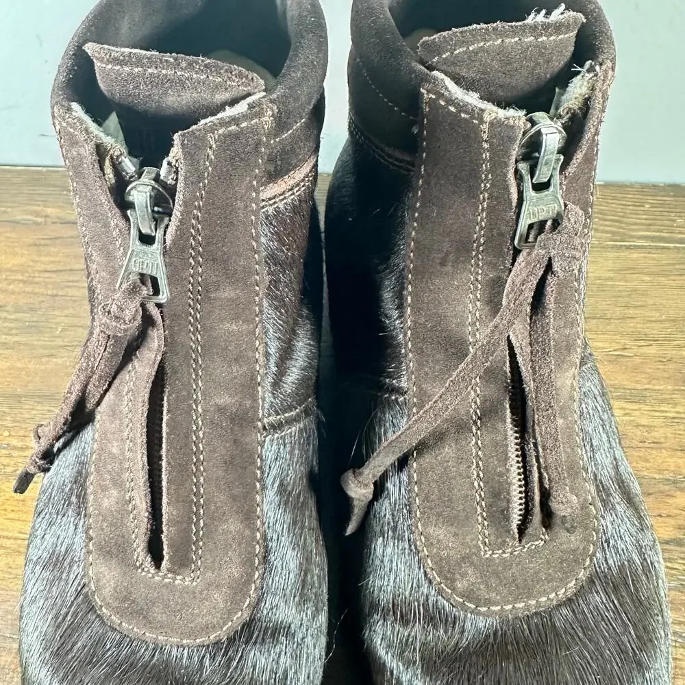 TECNICA Apres‎ Ski Brown Cow Hair booties Woman's 38 Outdoor Hiking